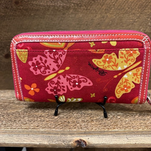 Brighton Zip-Around Wallet – Red Butterfly Print with Leather Trim - Picture 5 of 7